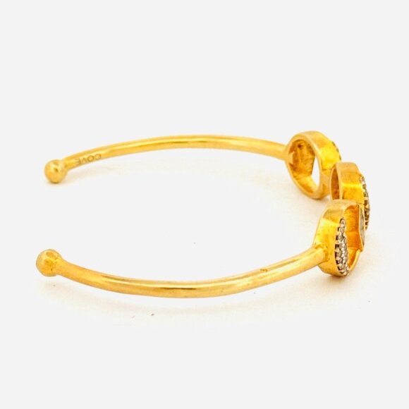 Cove Gold Over Sterling Silver 925 Open Cuff Bangle Bracelet, CZ & Glass, 6.5", - Picture 3 of 13